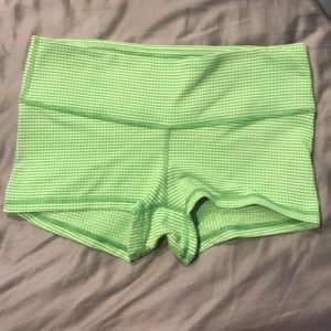 Lululemon green gingham exercise shorts